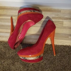 Hot Pink Colorblocked Pumps